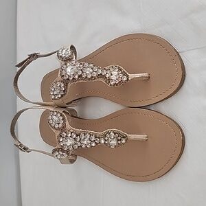 BCBGeneration sandals, size 7.5 US/38 EU, Nude with rhinestones
